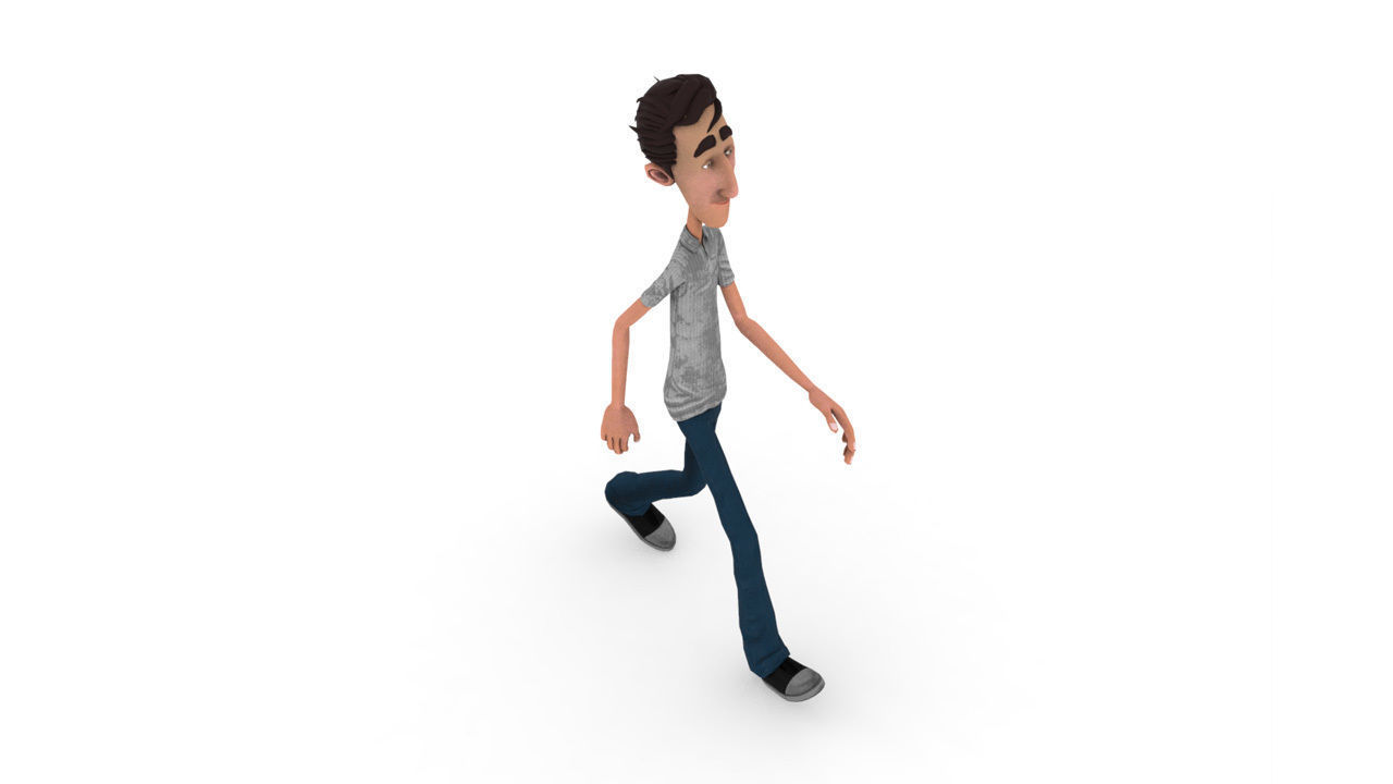 Brian cartoon man Low-poly 3D model_4