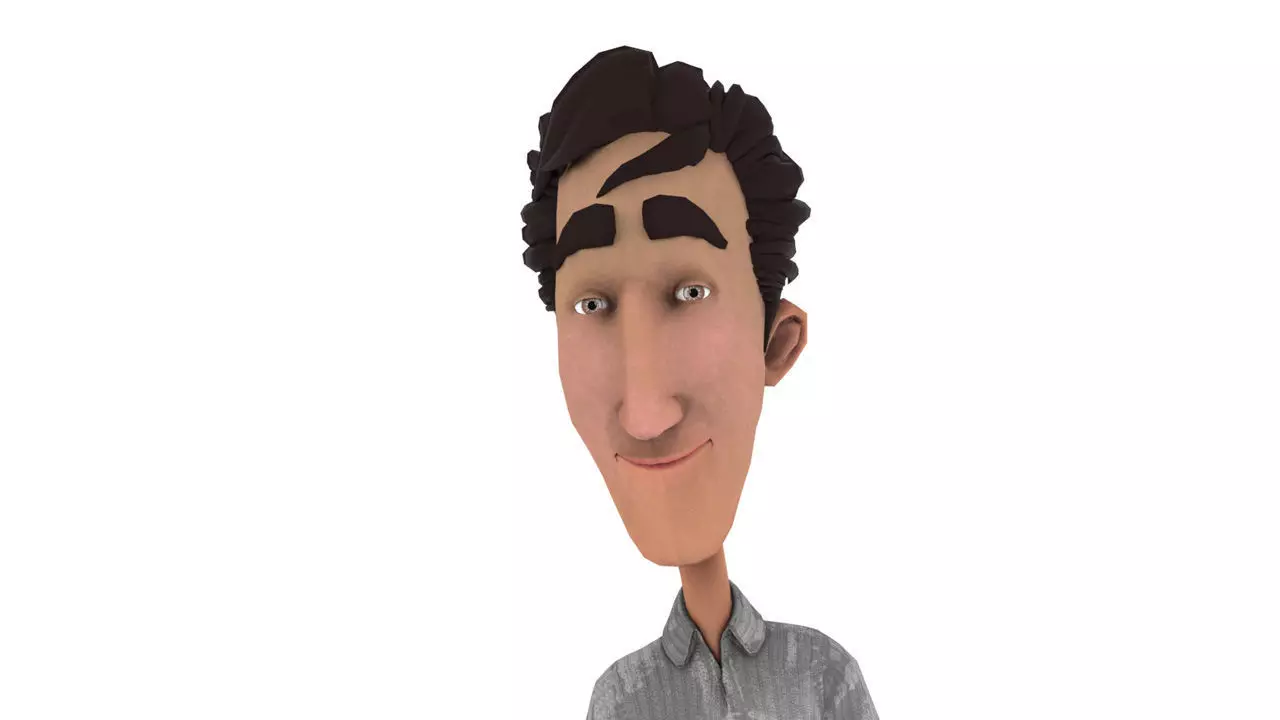 Brian cartoon man Low-poly 3D model_0