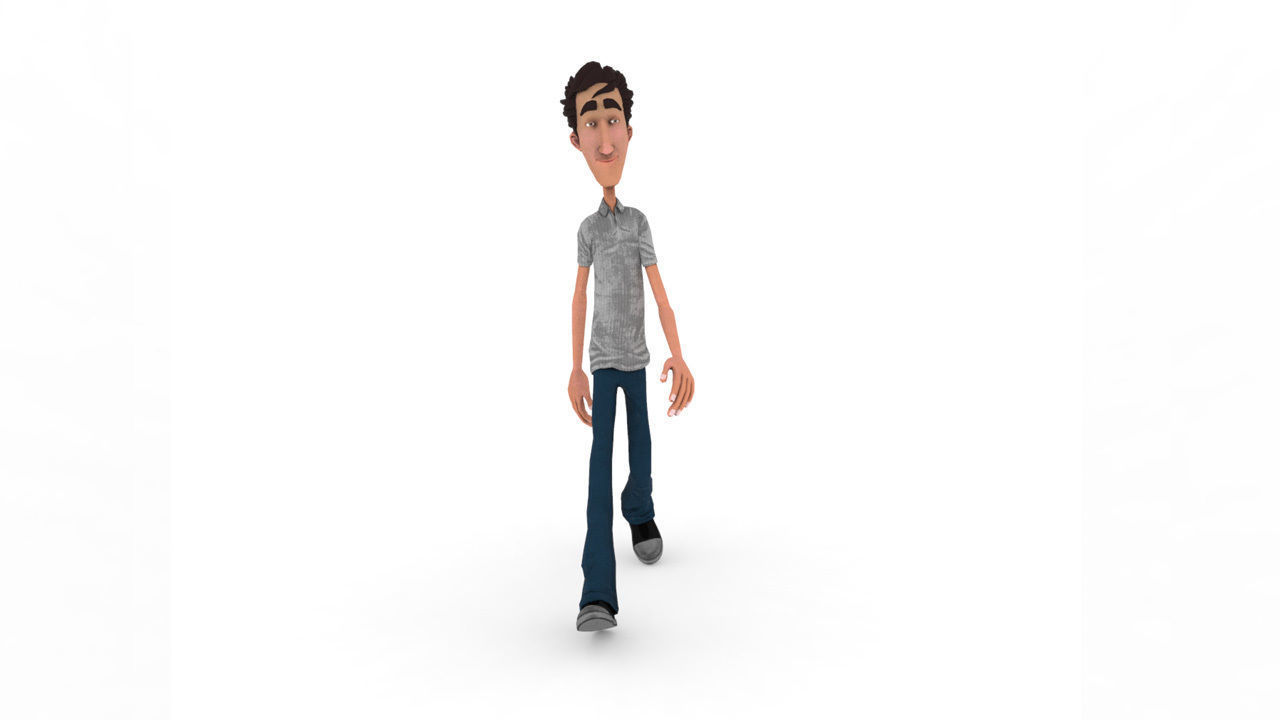Brian cartoon man Low-poly 3D model_7