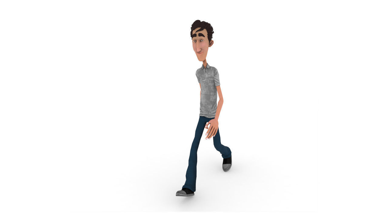 Brian cartoon man Low-poly 3D model_2
