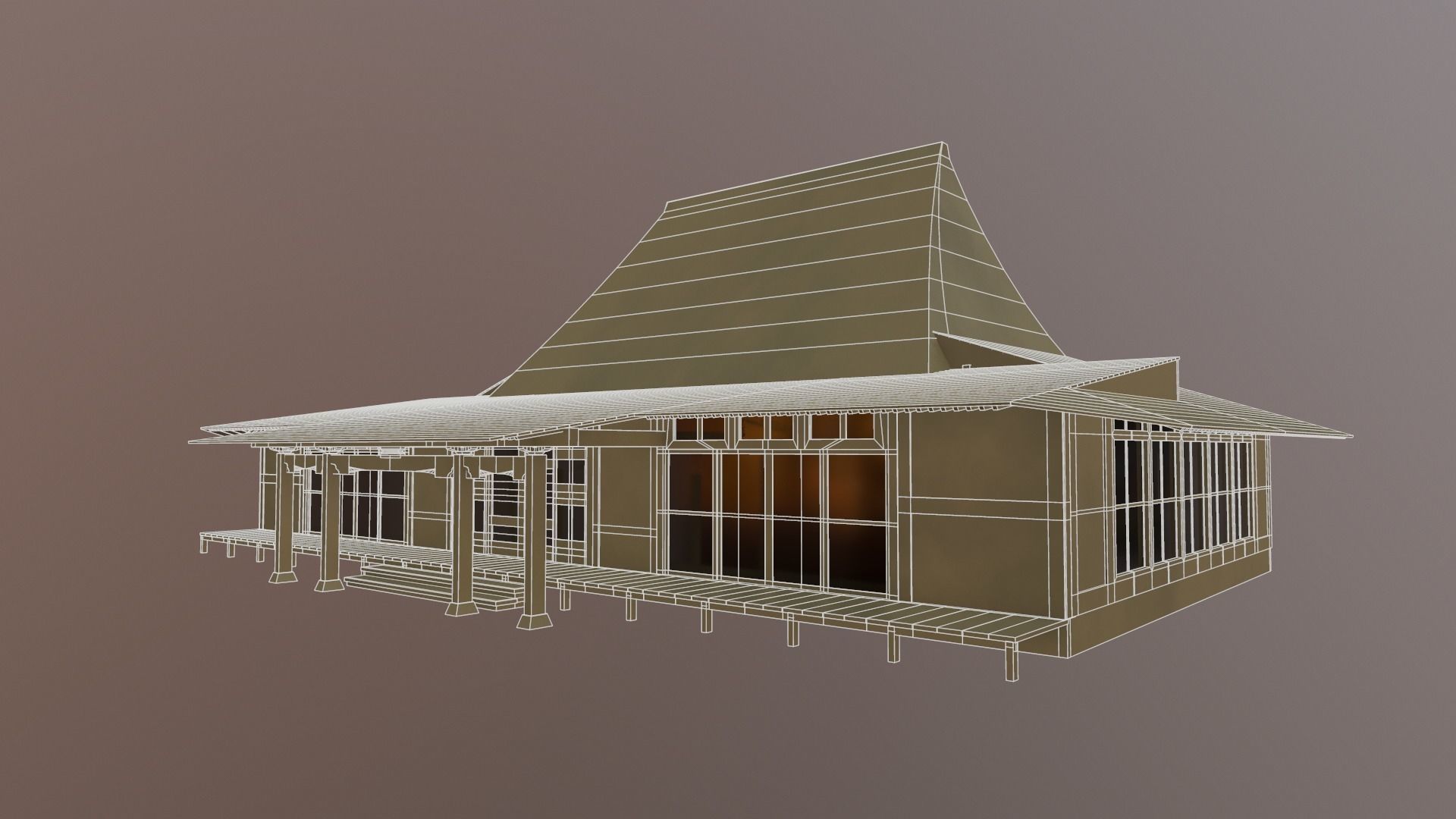Japanese Temple Low-poly 3D model_14