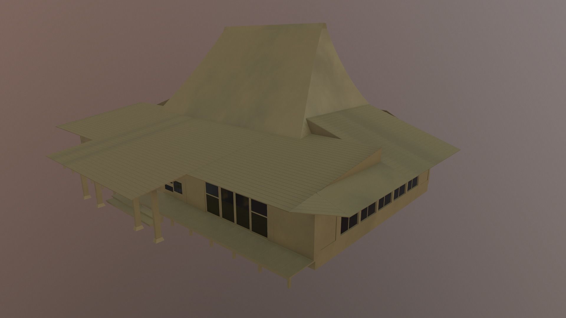 Japanese Temple Low-poly 3D model_2
