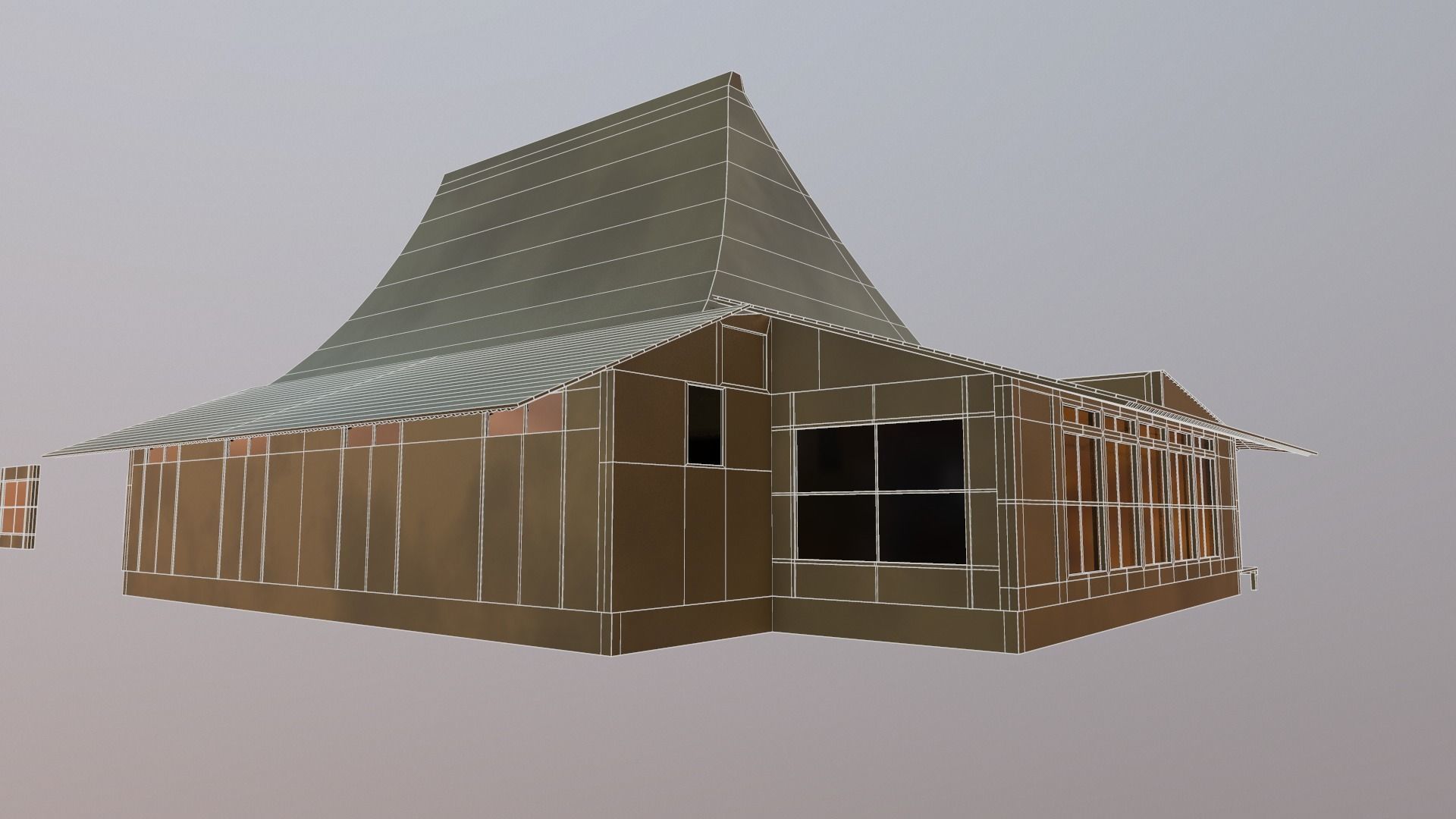 Japanese Temple Low-poly 3D model_16