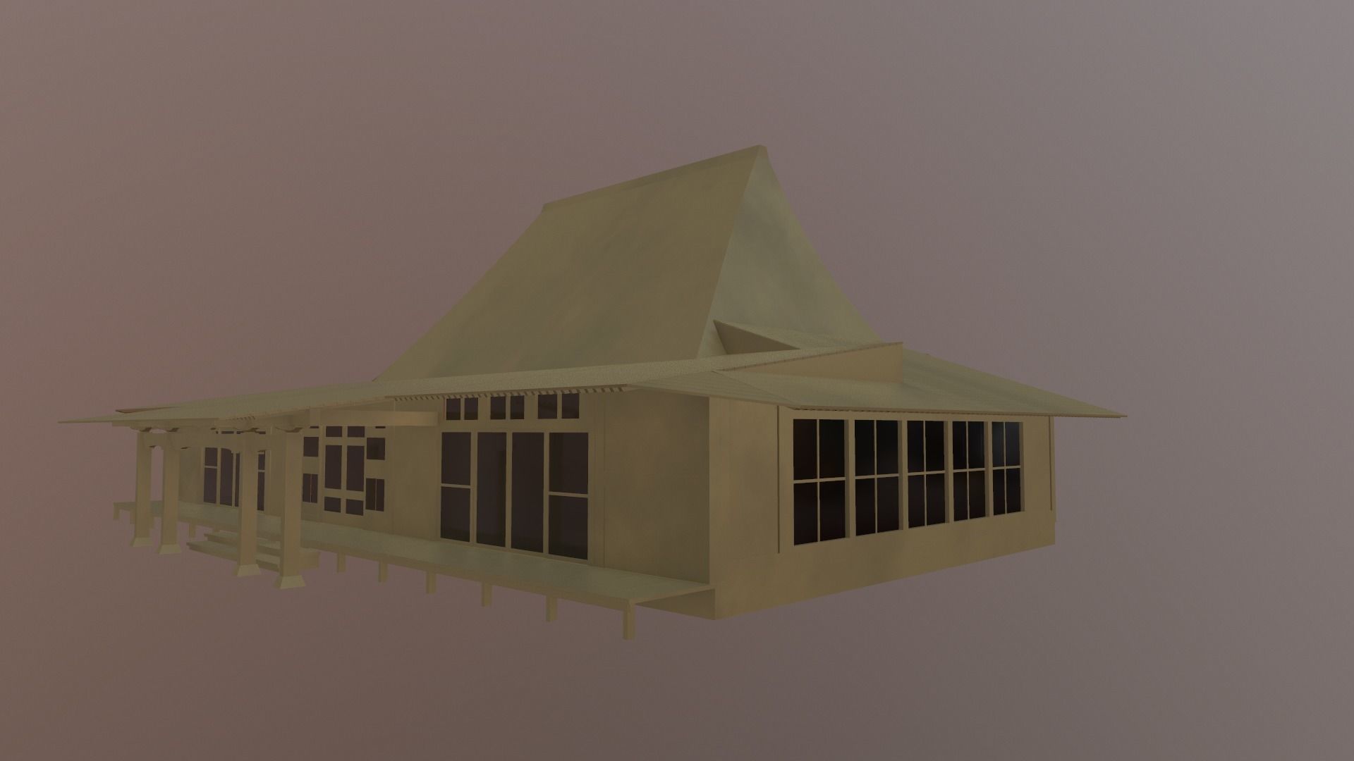 Japanese Temple Low-poly 3D model_1