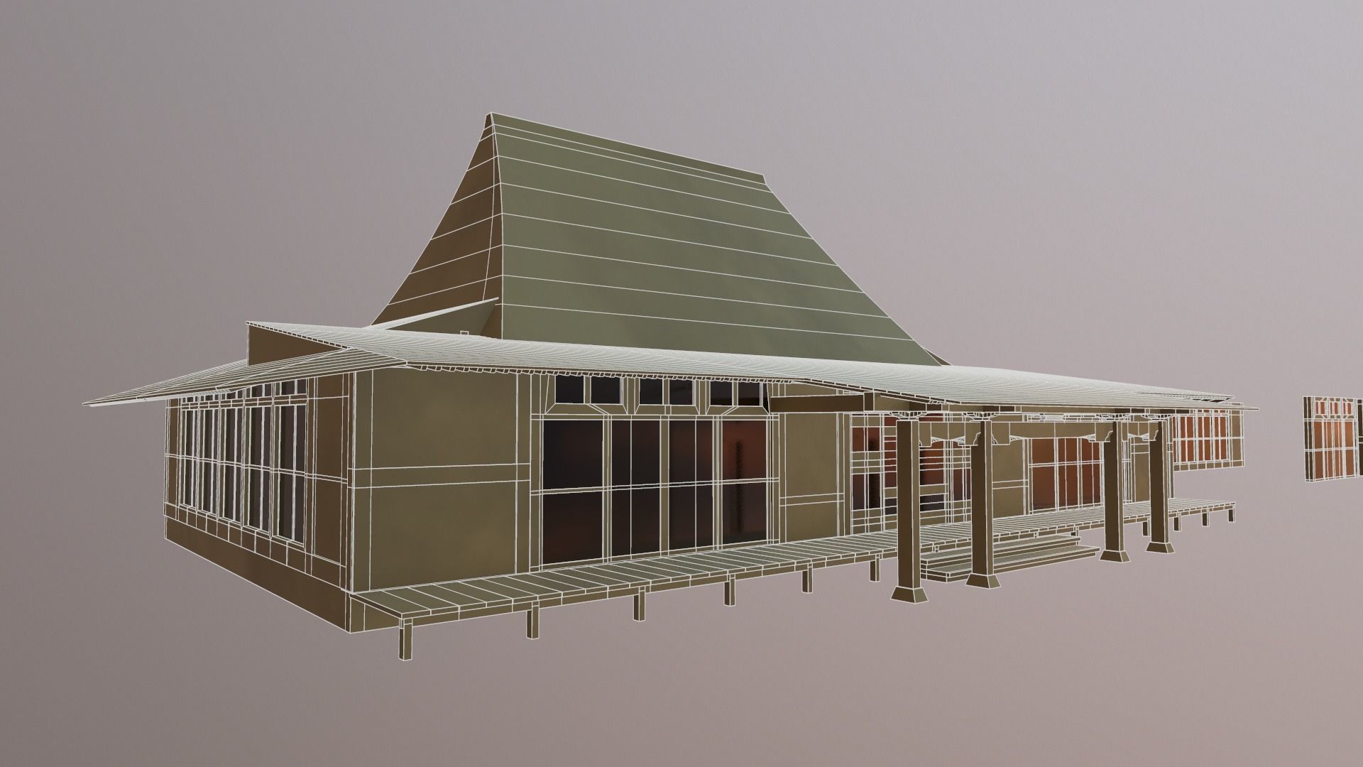 Japanese Temple Low-poly 3D model_15