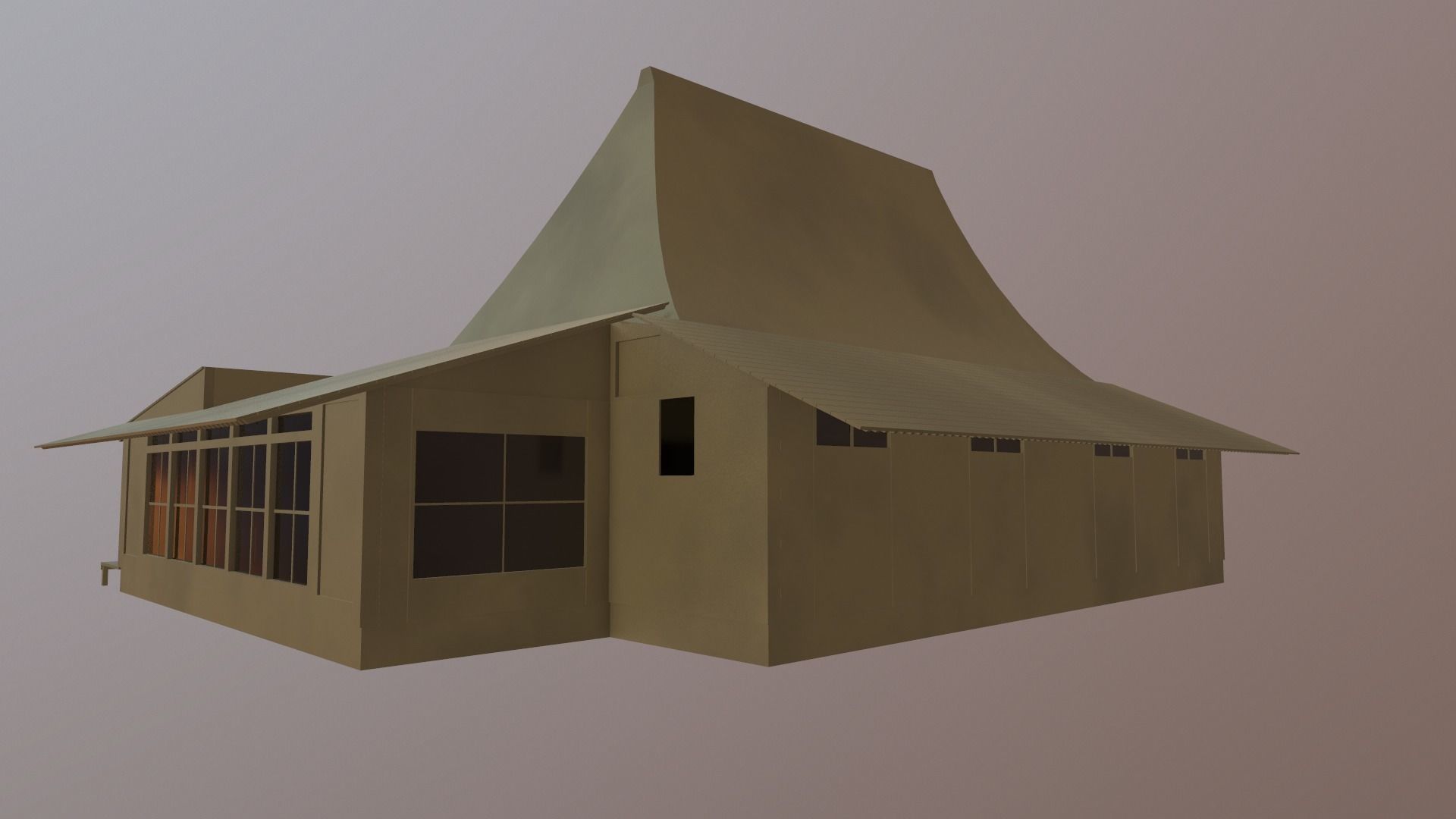 Japanese Temple Low-poly 3D model_9