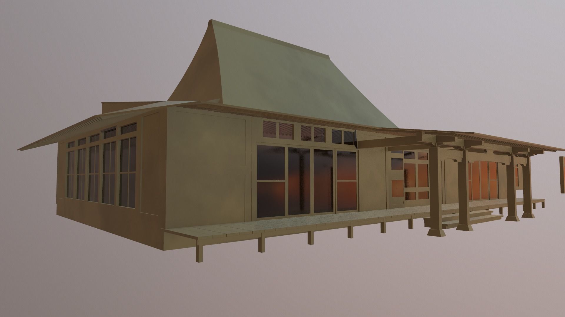 Japanese Temple Low-poly 3D model_13