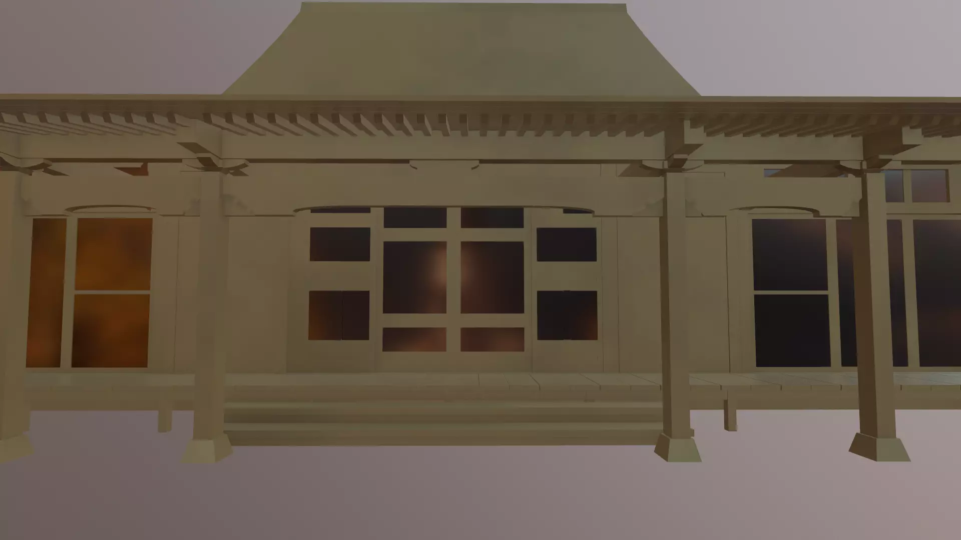 Japanese Temple Low-poly 3D model_0