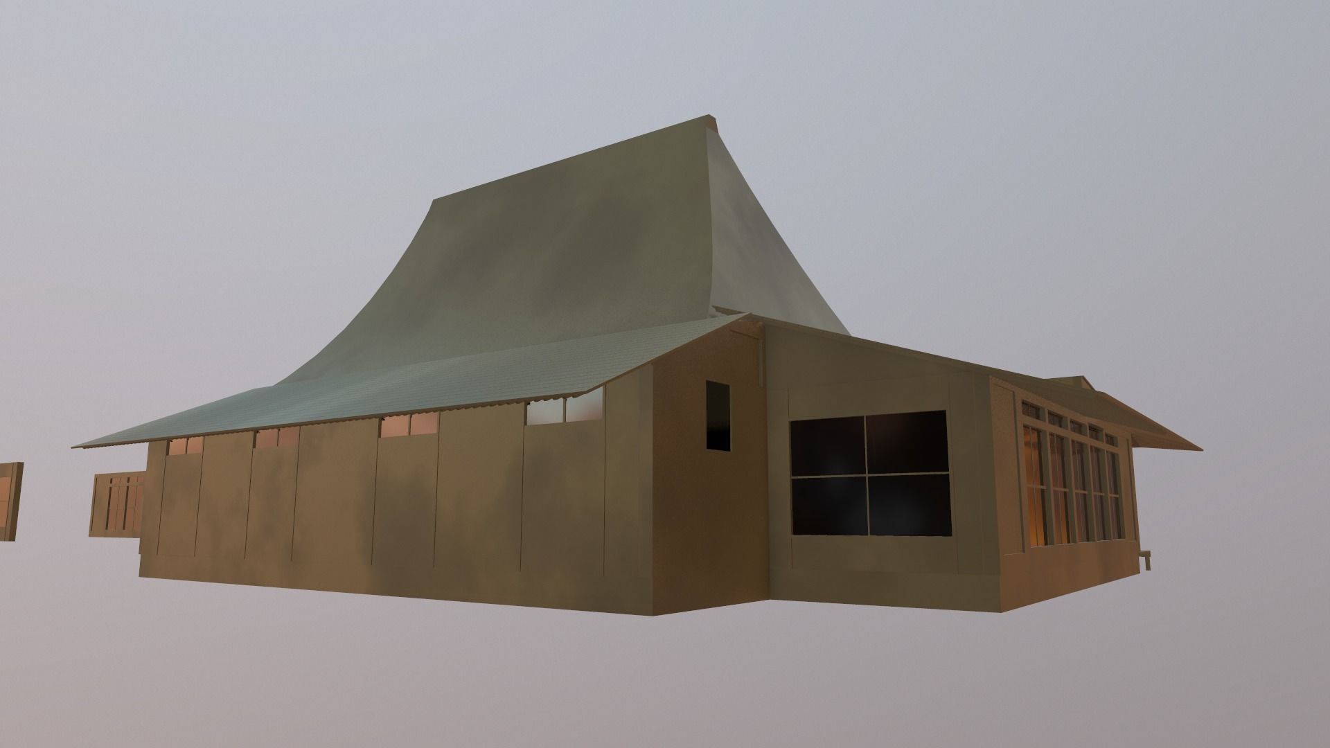 Japanese Temple Low-poly 3D model_4