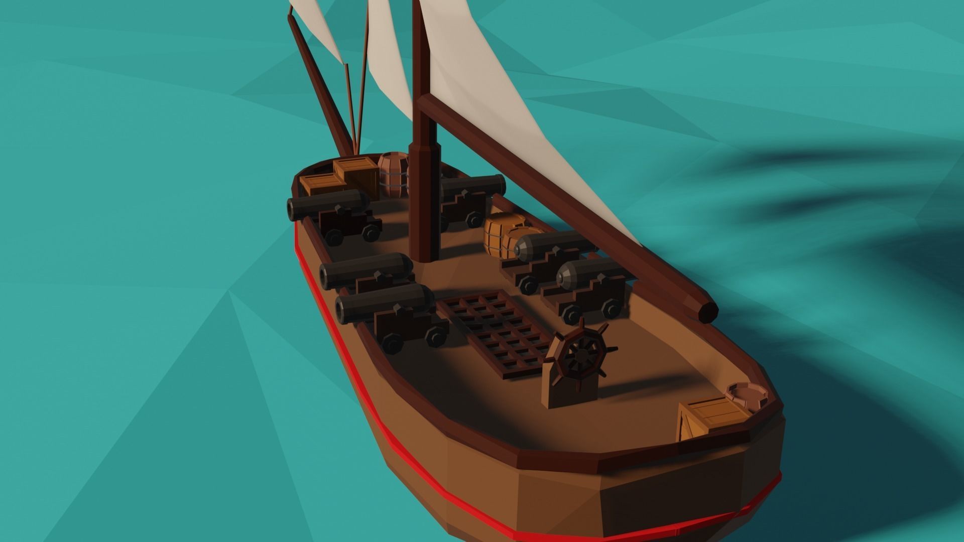 Pirate Ship Low-poly 3D model_1