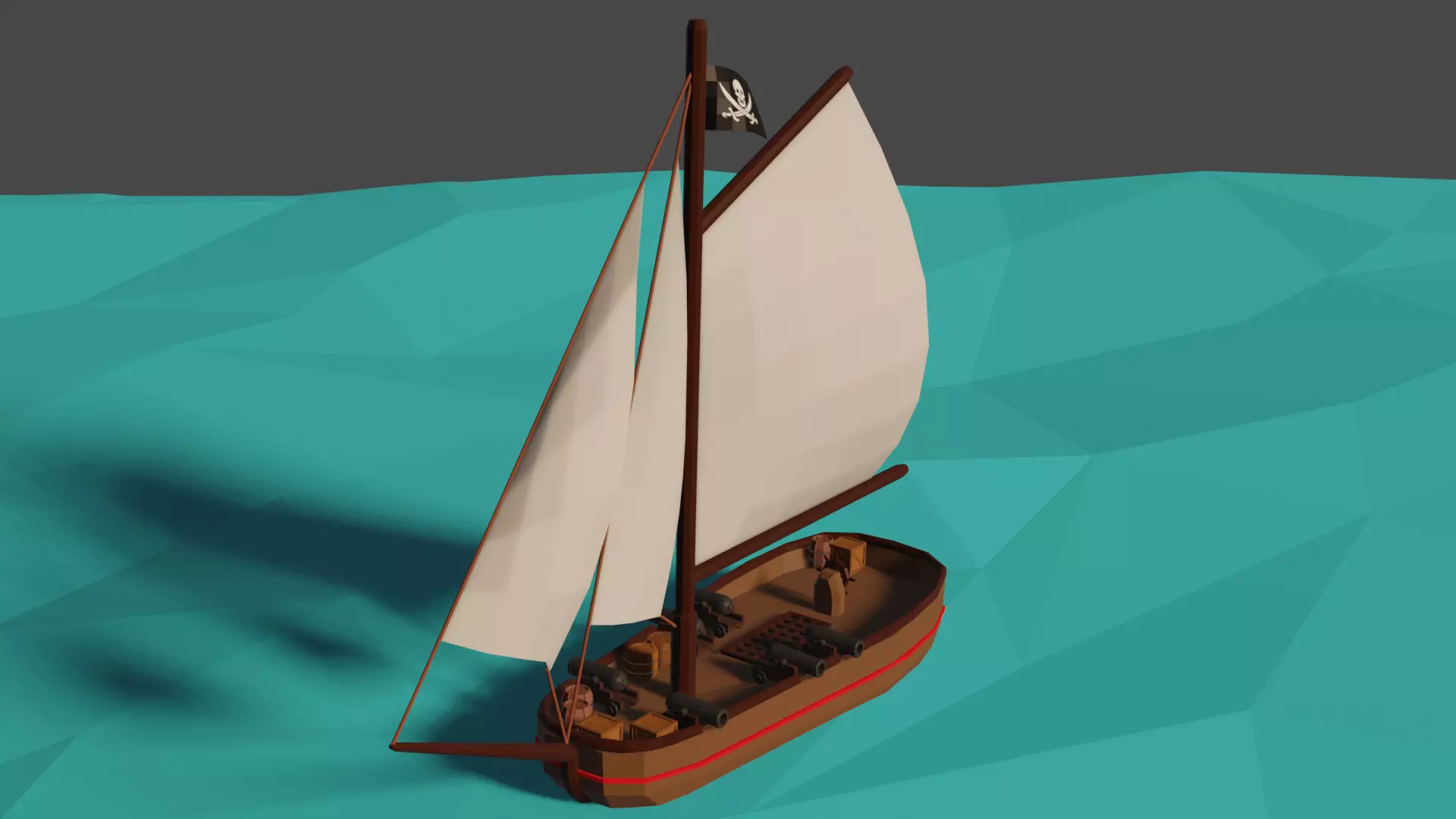 Pirate Ship Low-poly 3D model_0