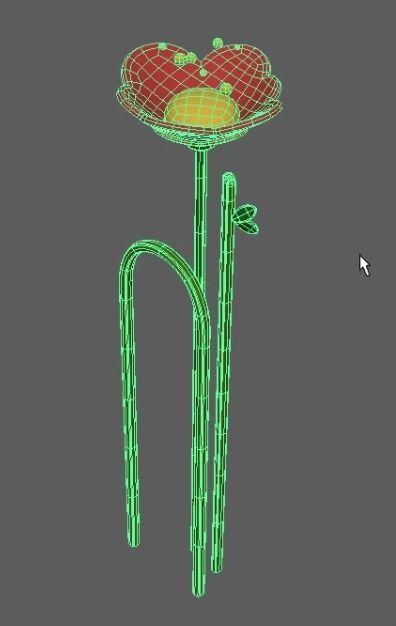 Cartoon flower 3D model_2