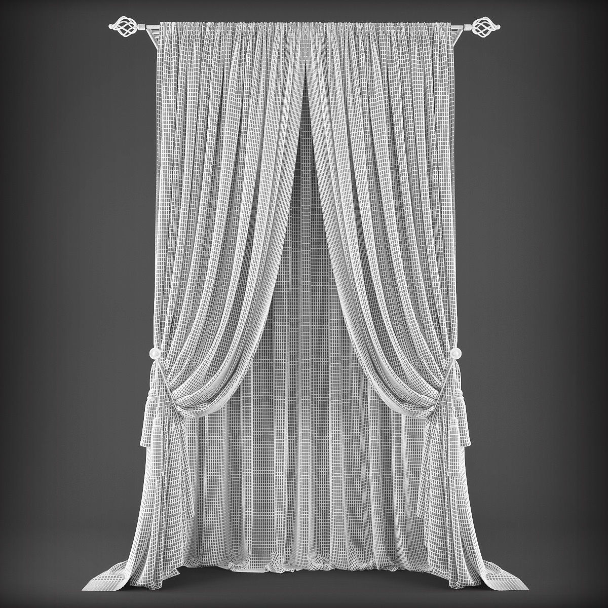 Curtain Low-poly 3D model_1