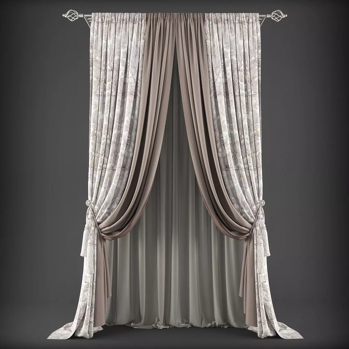 Curtain Low-poly 3D model_0