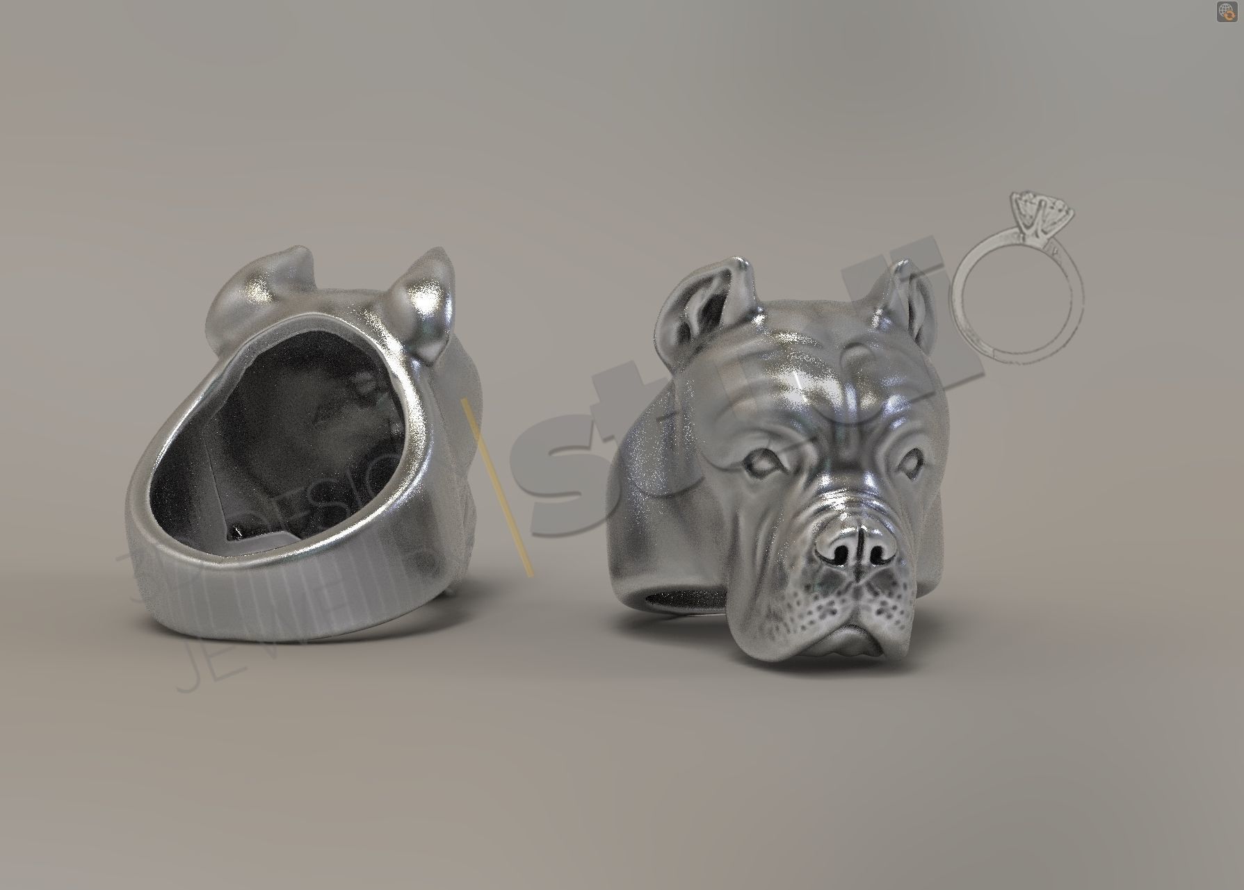 Cane Corso Head ring 3d model 3D print model_4