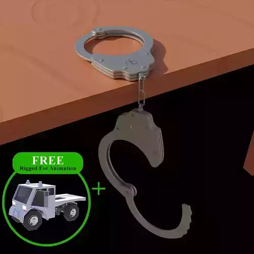 Steel Hand Cuffs Low-poly 3D model