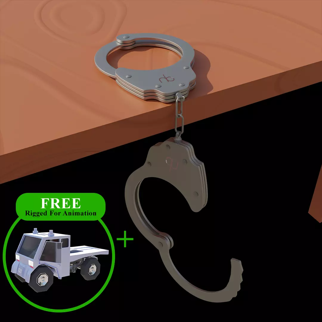 Steel Hand Cuffs Low-poly 3D model_0