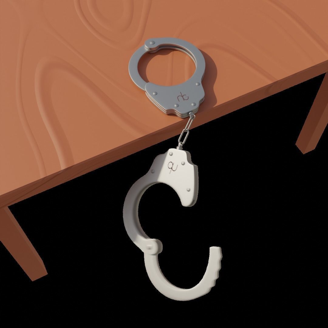 Steel Hand Cuffs Low-poly 3D model_7
