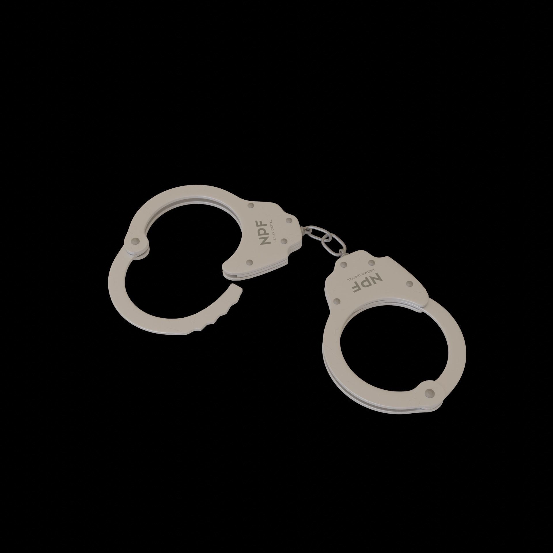 Steel Hand Cuffs Low-poly 3D model_9
