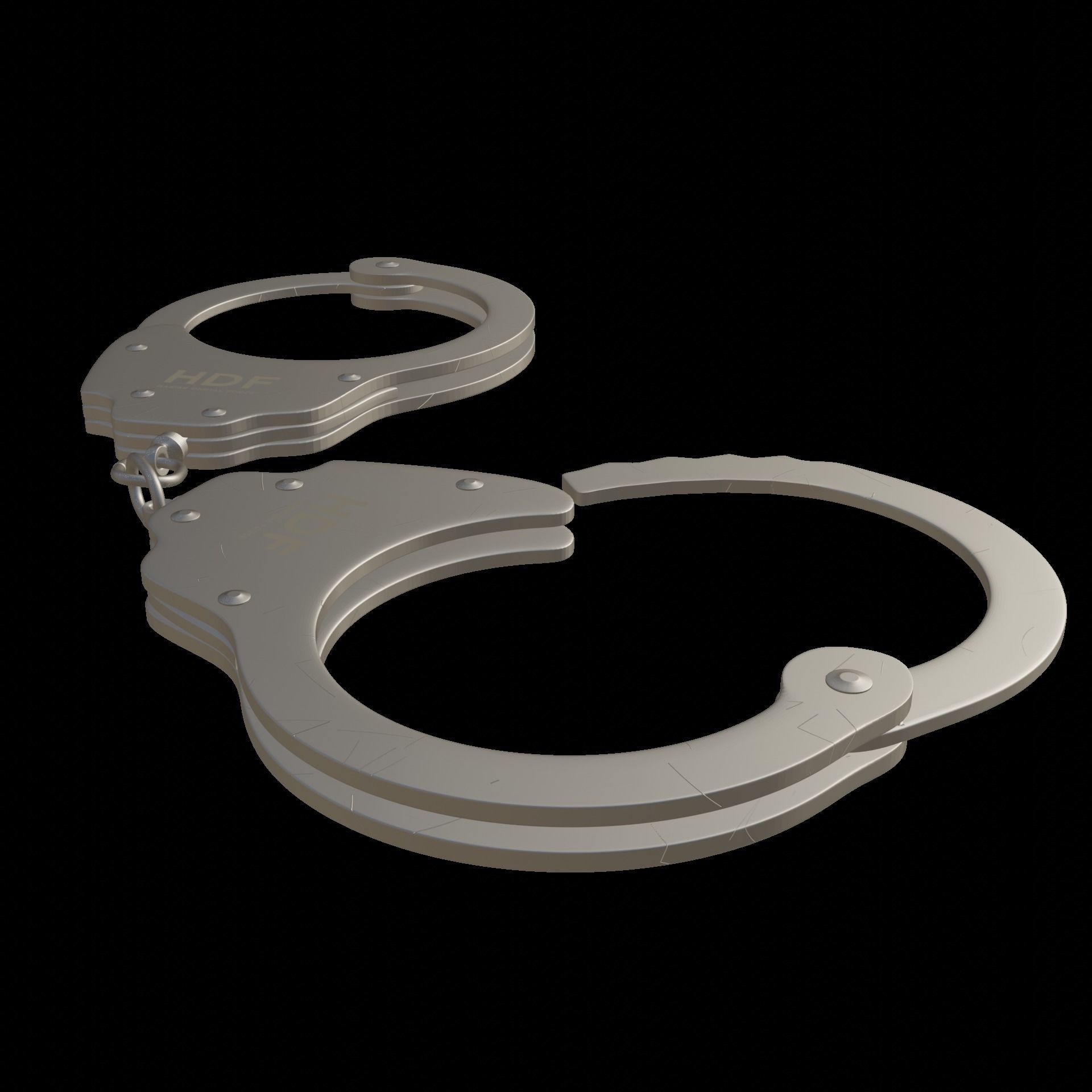 Steel Hand Cuffs Low-poly 3D model_8