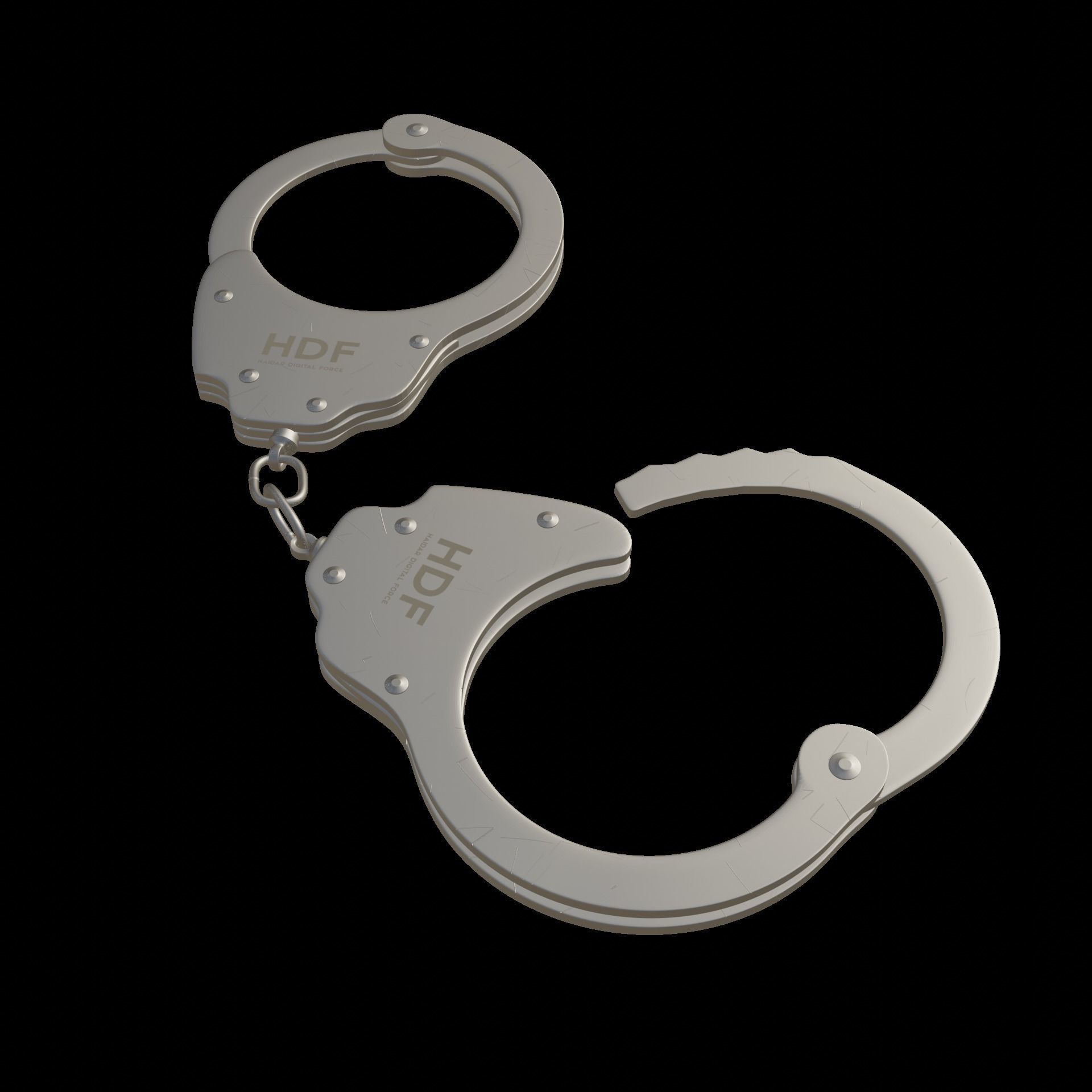 Steel Hand Cuffs Low-poly 3D model_4