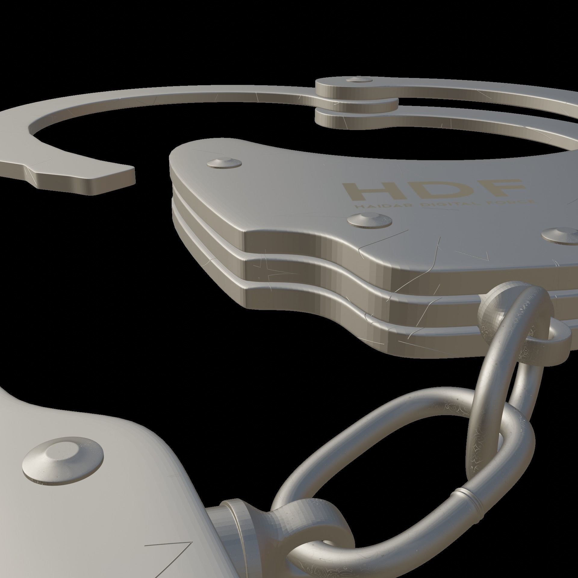 Steel Hand Cuffs Low-poly 3D model_6