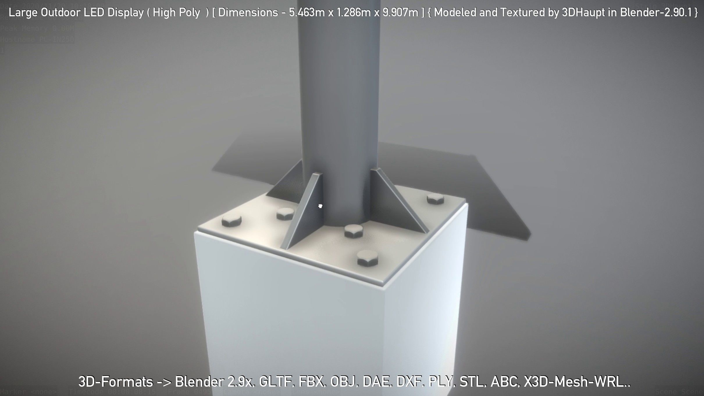 Large Outdoor LED Display High-Poly 3D model_2