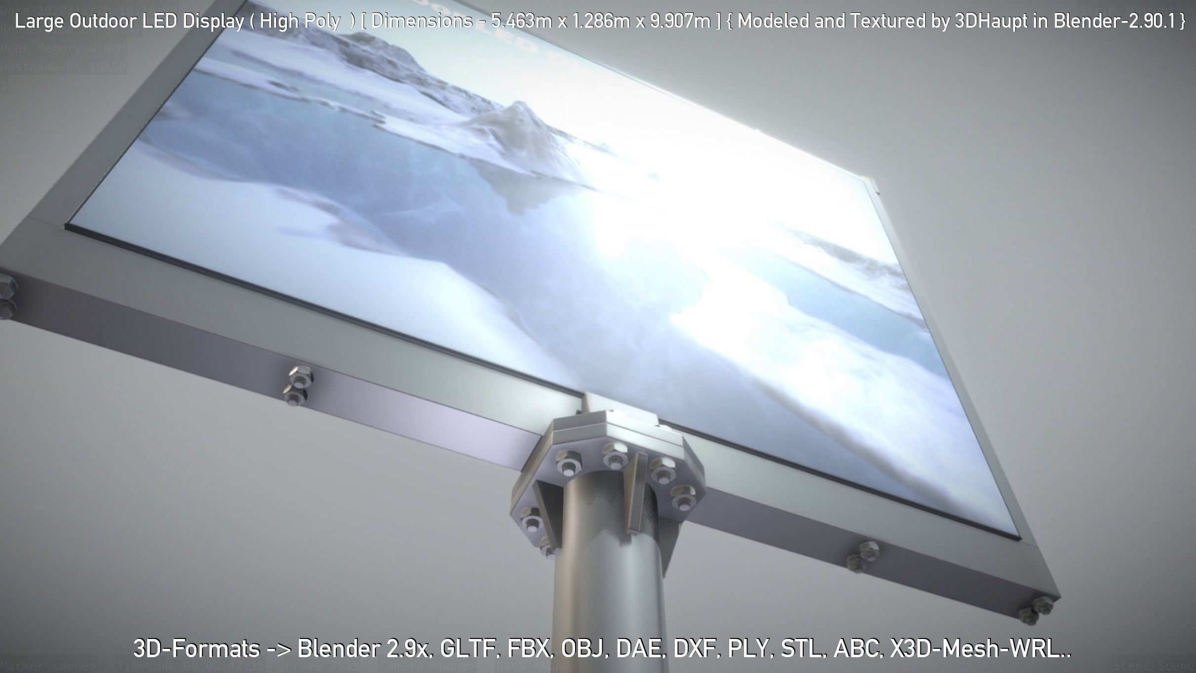 Large Outdoor LED Display High-Poly 3D model_35