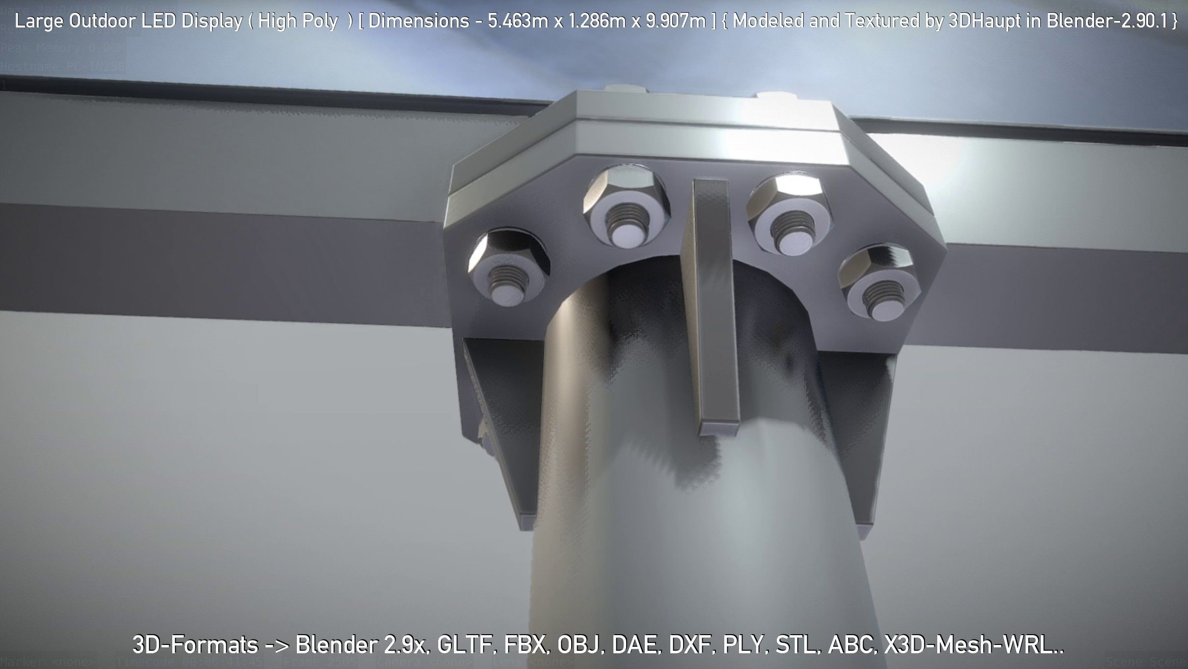 Large Outdoor LED Display High-Poly 3D model_3