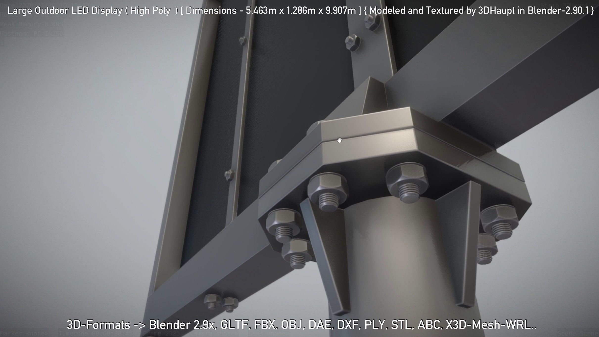 Large Outdoor LED Display High-Poly 3D model_17