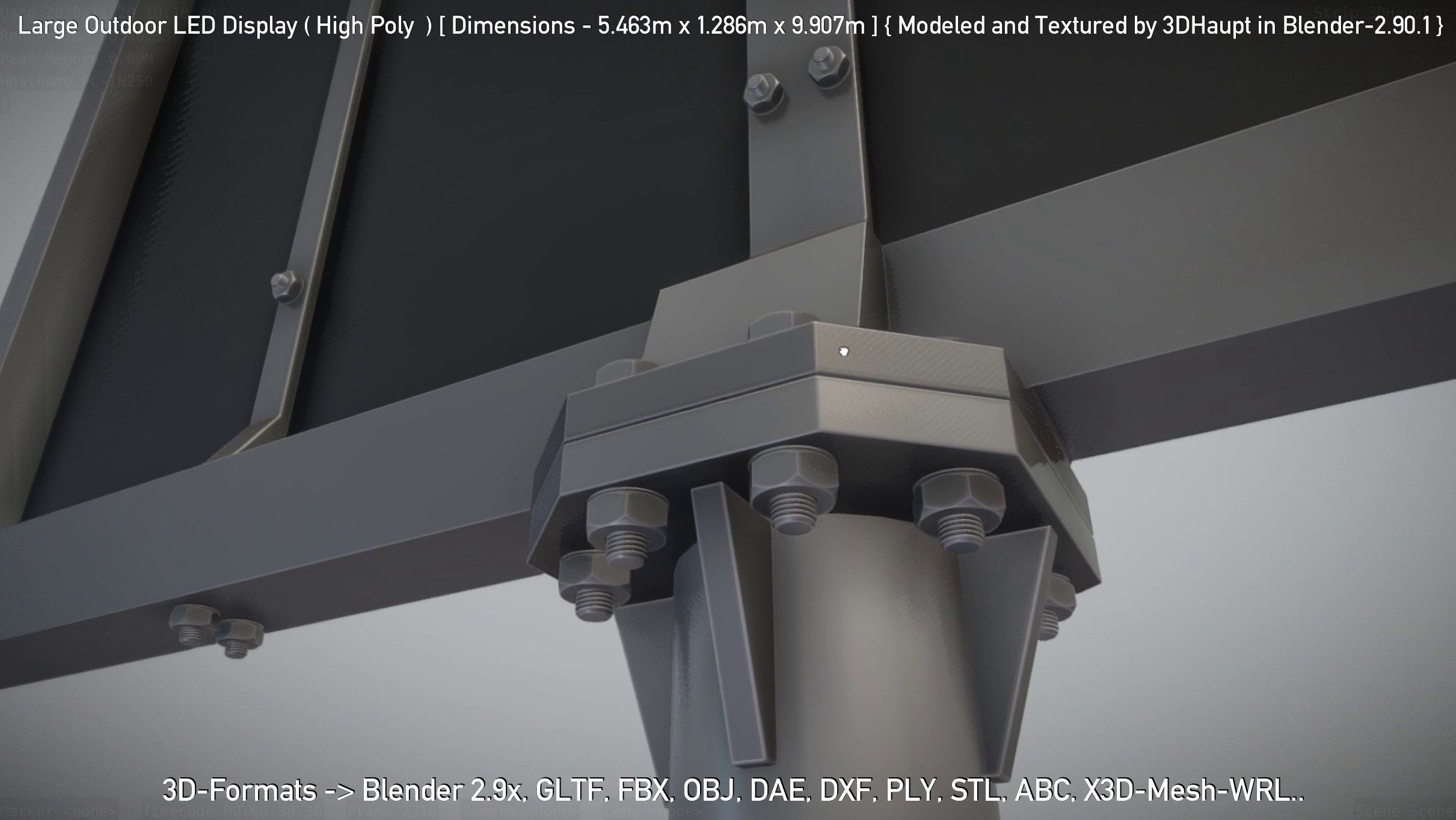 Large Outdoor LED Display High-Poly 3D model_16