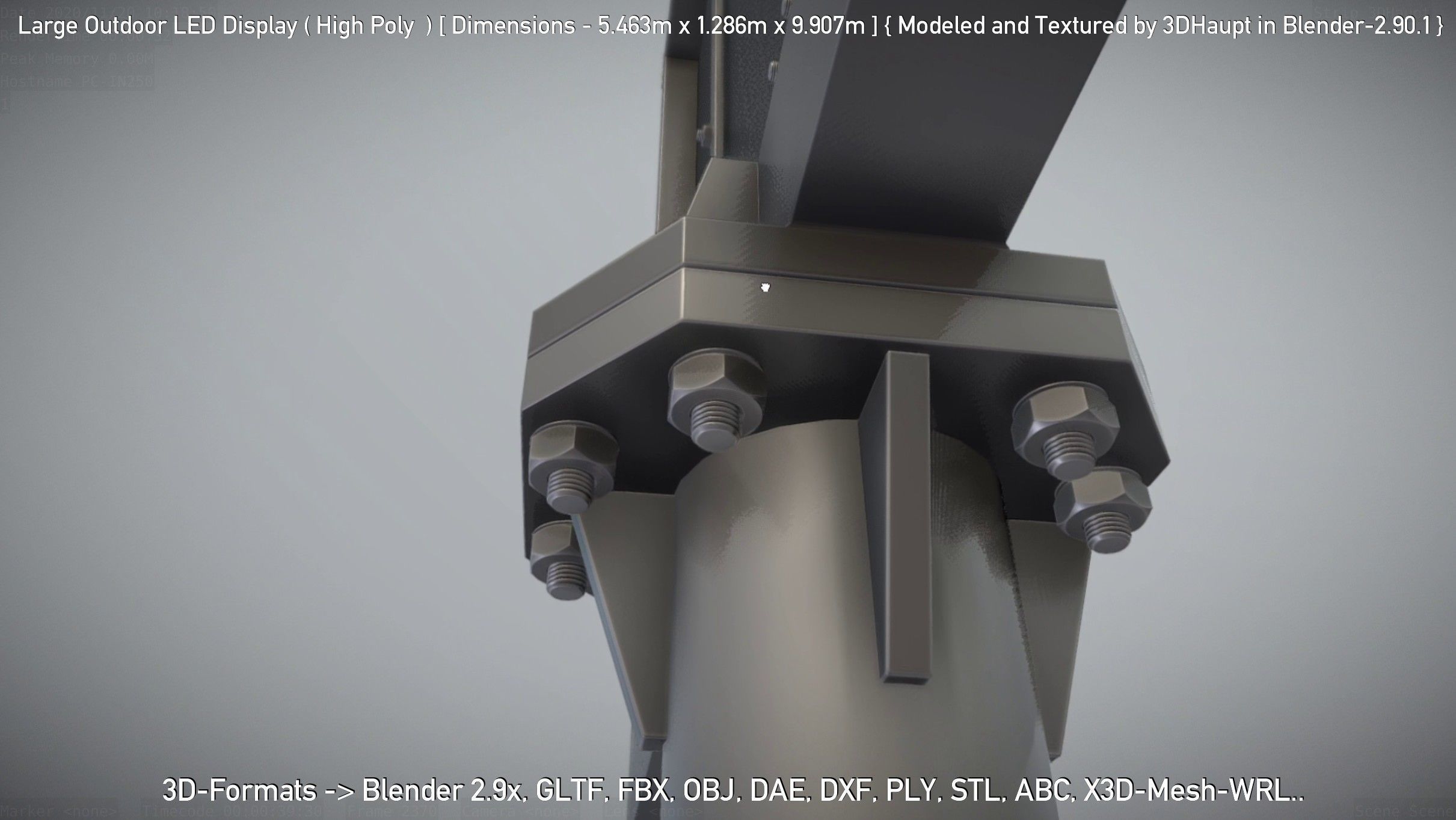 Large Outdoor LED Display High-Poly 3D model_33