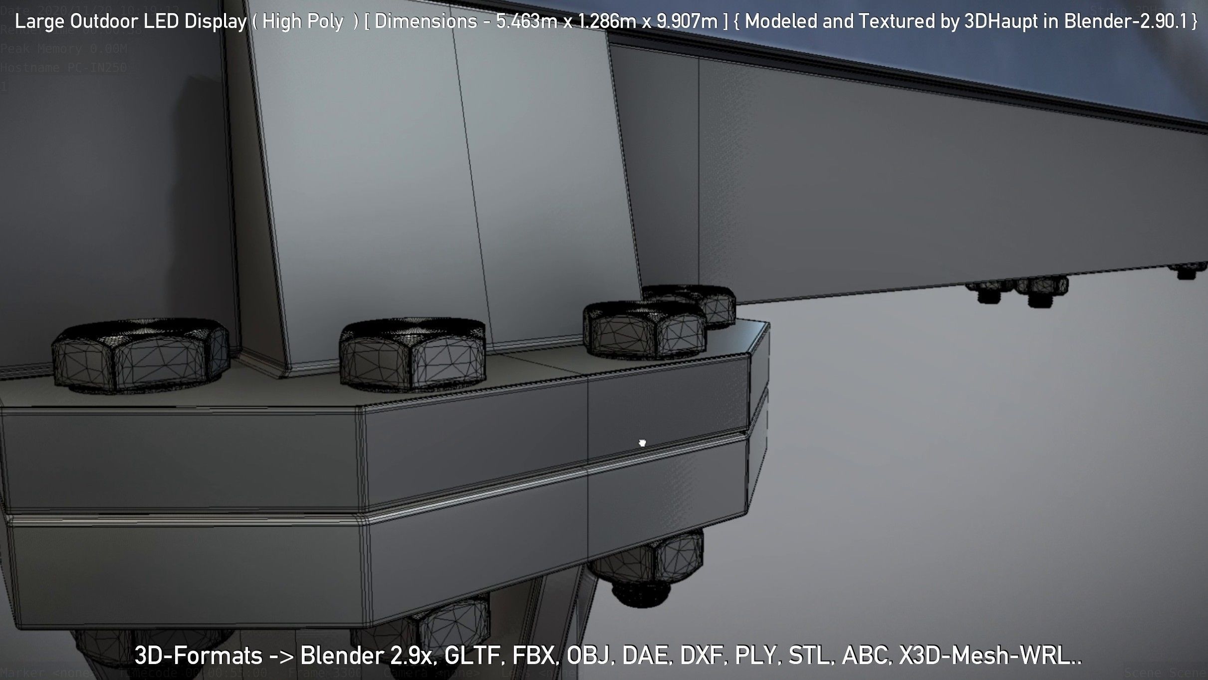 Large Outdoor LED Display High-Poly 3D model_89