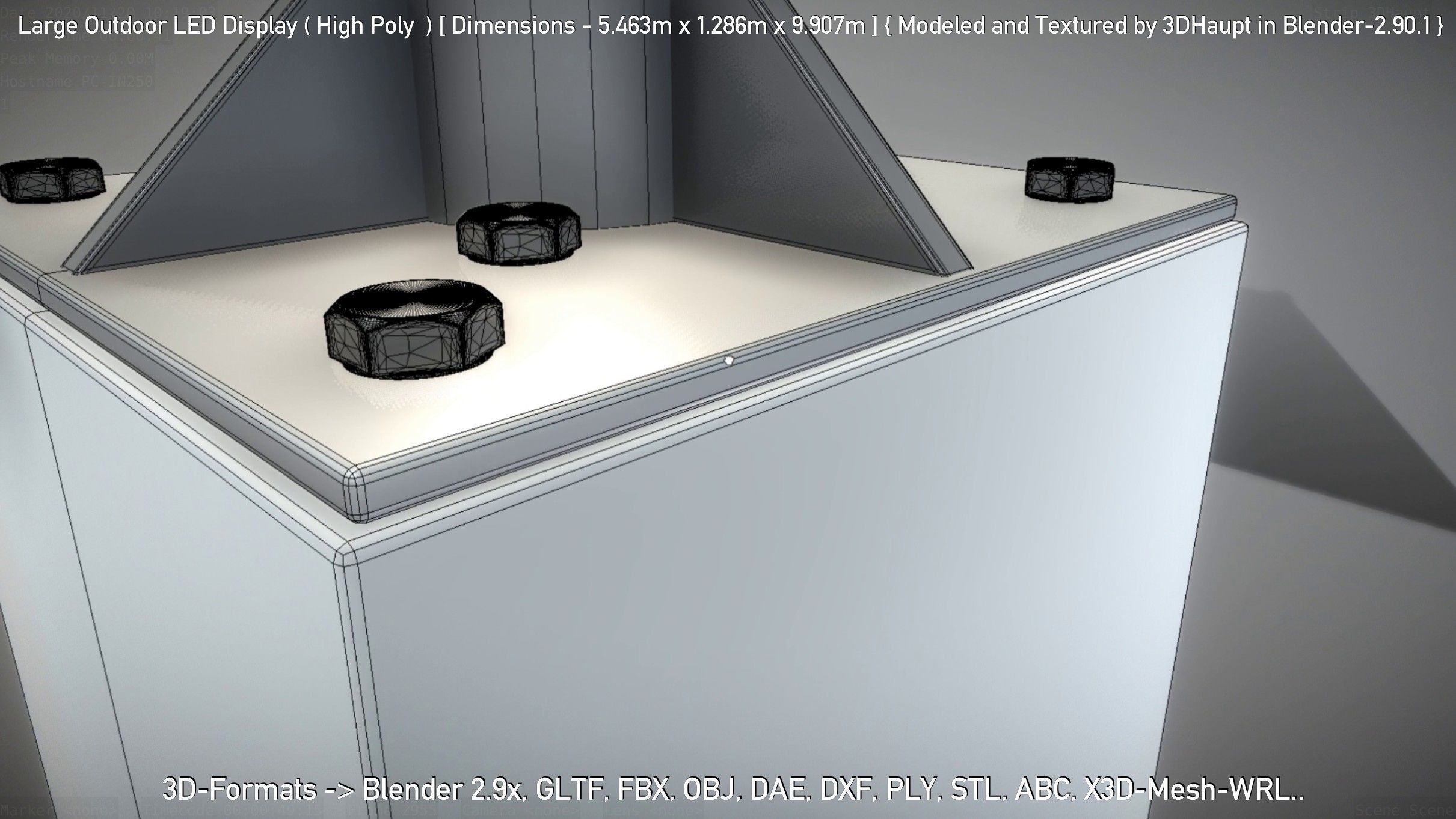 Large Outdoor LED Display High-Poly 3D model_4