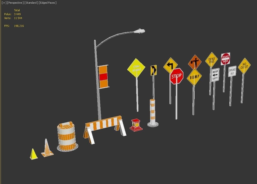 Traffic Sign Boards Low-poly 3D model_9