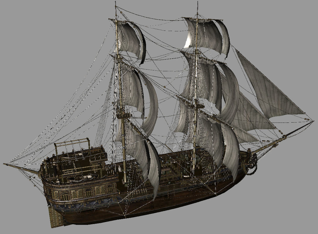 Seatraveler sailing ship 3D model_2