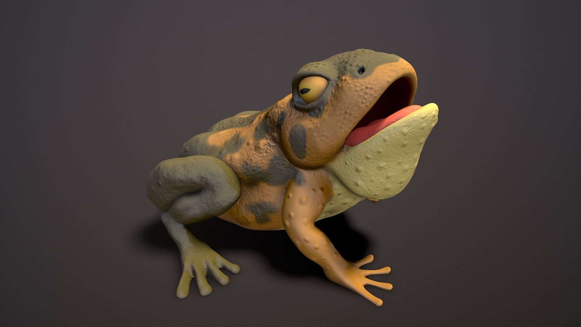 brown frog Low-poly 3D model_11