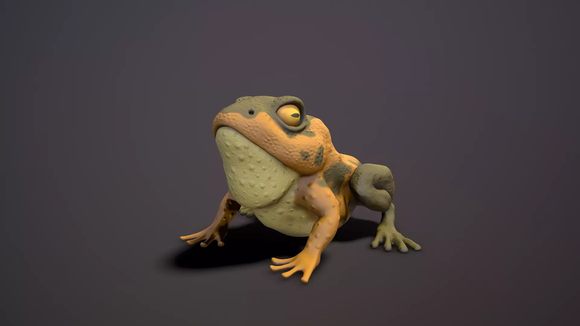 brown frog Low-poly 3D model_0