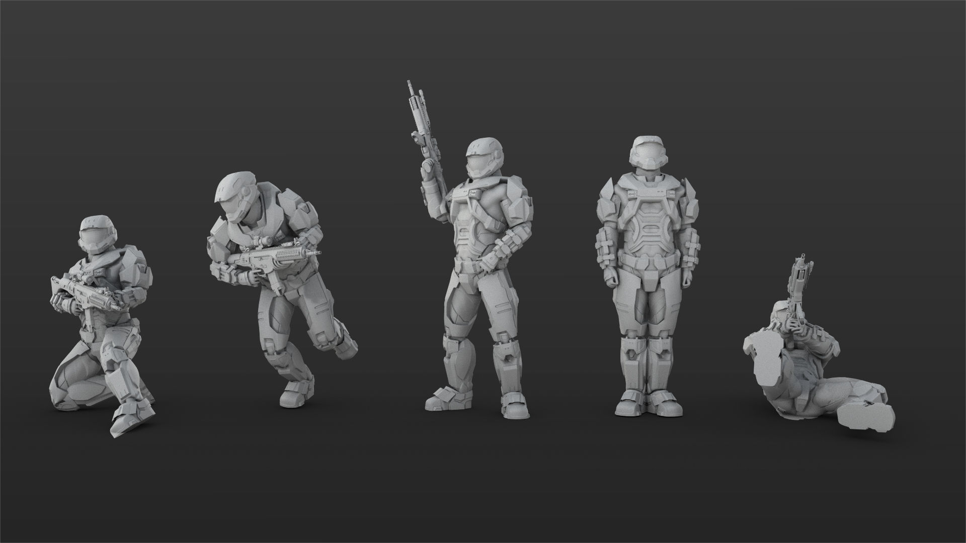 Halo Spartan IV Figure Set 01 3D print model_2