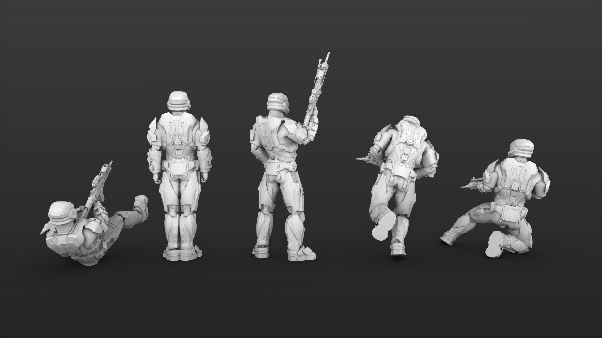 Halo Spartan IV Figure Set 01 3D model 3D printable CGTrader