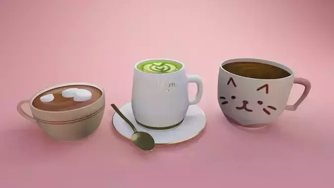 Cute Cafe Drinks Set