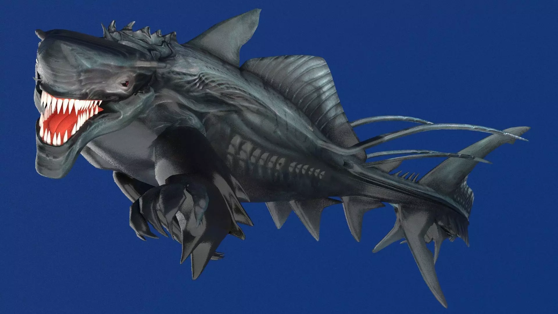 Sea monster leviathan Low-poly 3D model_0