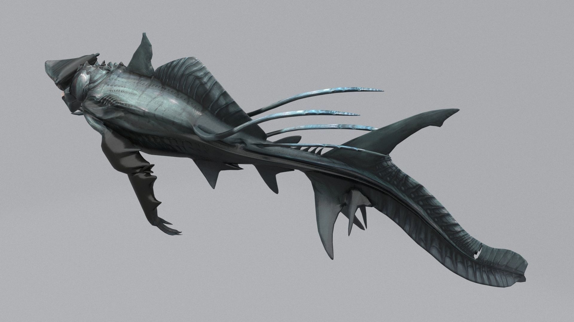 Sea monster leviathan Low-poly 3D model_5
