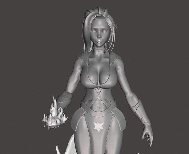 Fairy woman on fire Free 3D print model