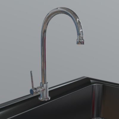 Sink with mixer tap Lavello Free 3D model_1