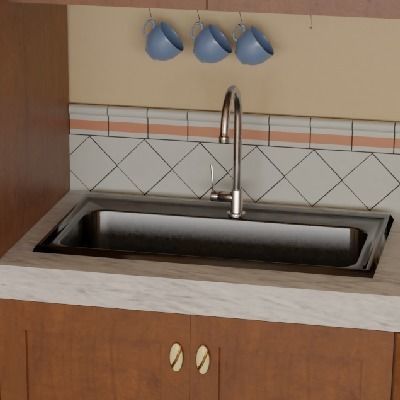 Sink with mixer tap Lavello Free 3D model_11