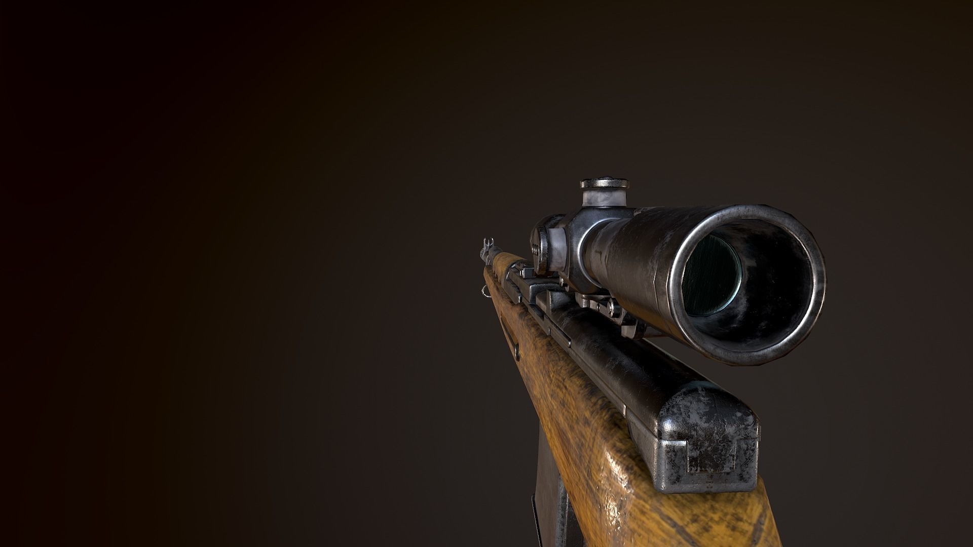 AVS-36 USSR SOVIET WW2 RIFLE WTH SCOPE PBR Low-poly 3D model_9