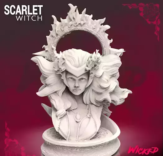 Wicked Marvel Scarlet Witch Bust STLs ready for printing