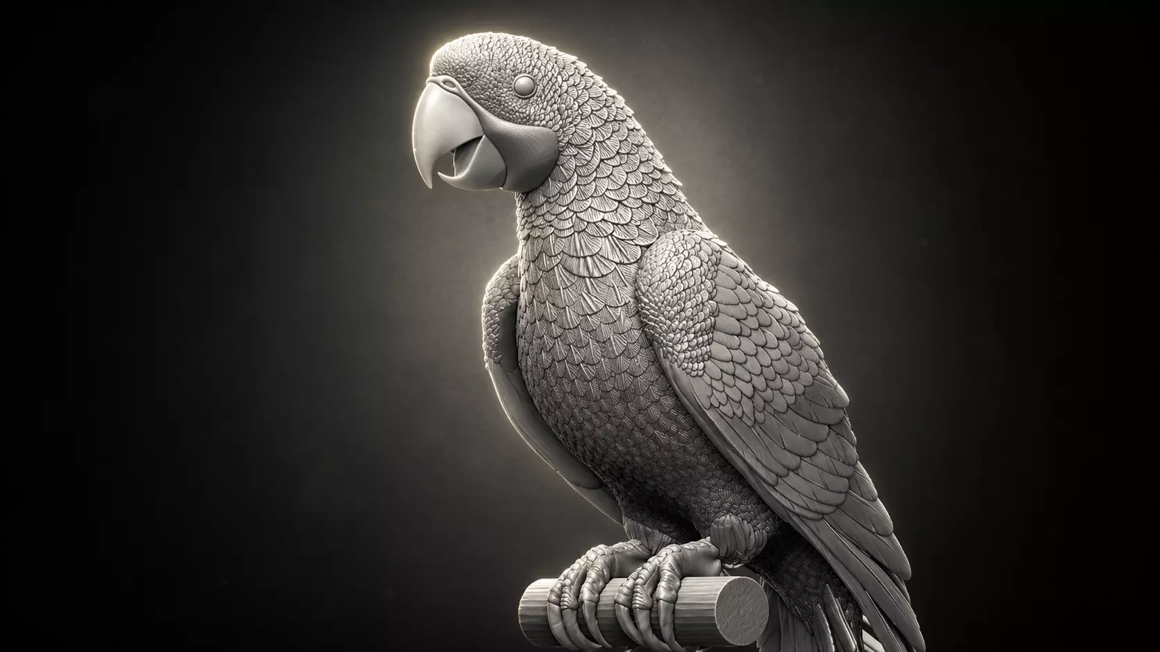 parrot perched on branch 3D print model