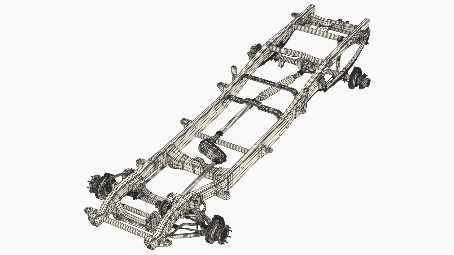 DUALLY PICKUP TRUCK CHASSIS 4WD IFS 3D model_9